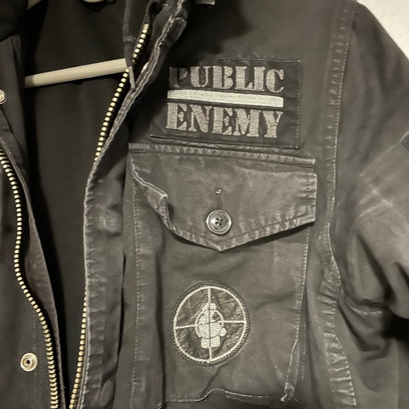 Obey x Public Enemy Propaganda Field Jacket Mens Medium Black Hooded HTF - Picture 4 of 11